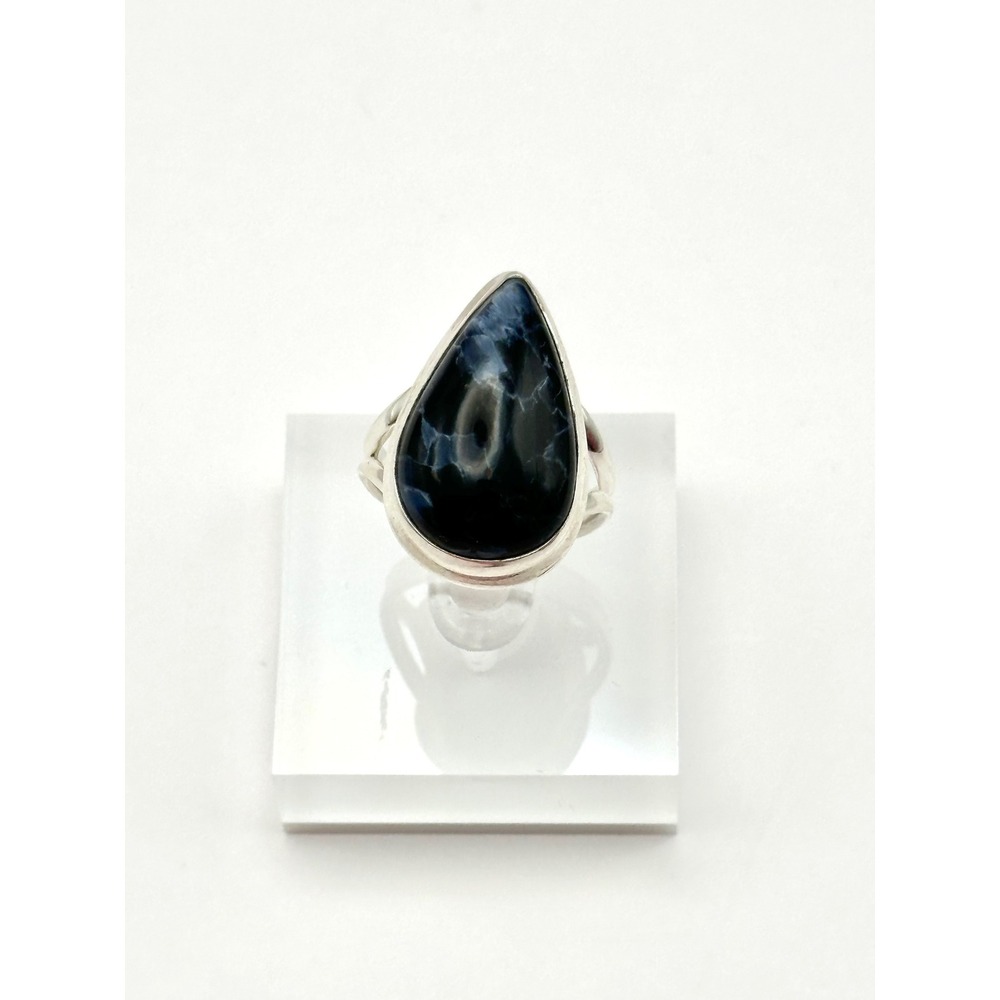 Blue Pietersite Sterling Silver Handmade Ring‎ Size 8.25